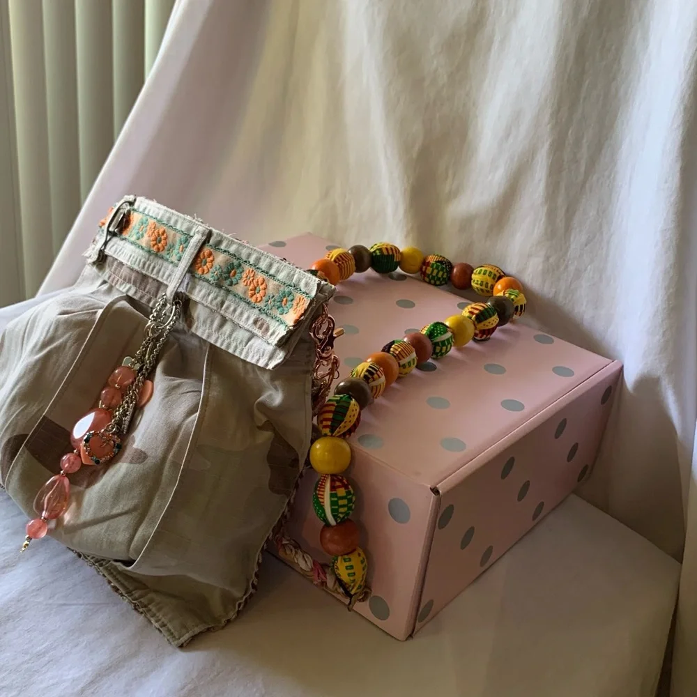 Upcycled Light Camouflage Crossbody with a Fabulous Strap. - Picture 2 of 7